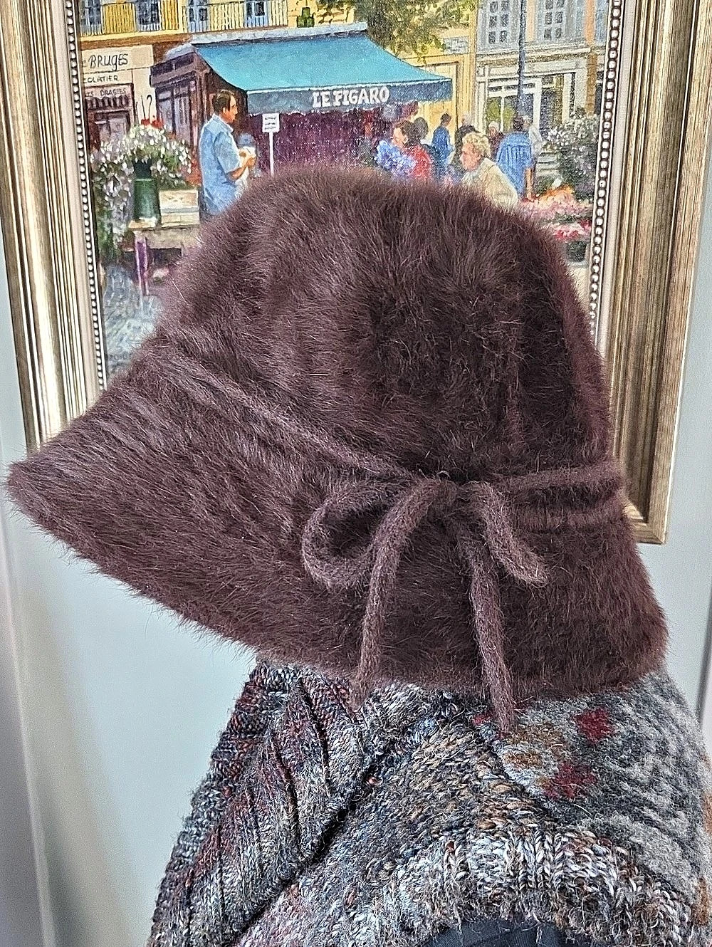 Angora Fur Hat in Brown